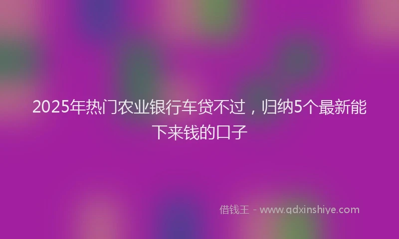 2025年热门农业银行车贷不过，归纳5个最新能下来钱的口子