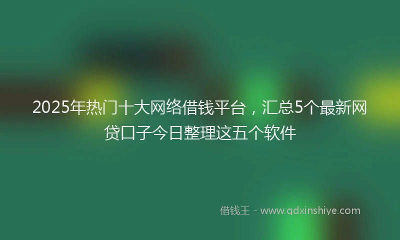 2025年热门十大网络借钱平台，汇总5个最新网贷口子今日整理这五个软件