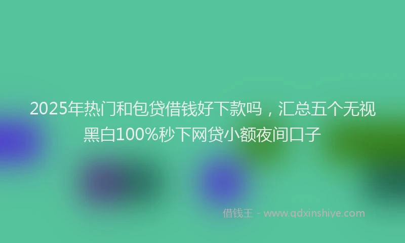 2025年热门和包贷借钱好下款吗，汇总五个无视黑白100%秒下网贷小额夜间口子