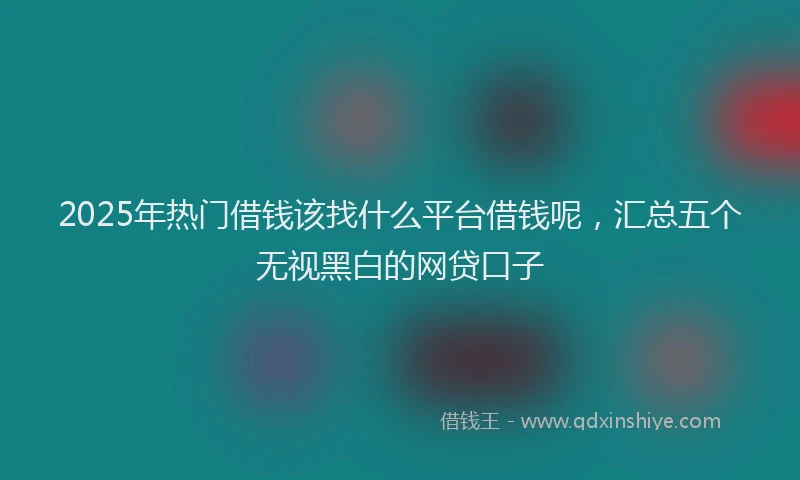 2025年热门借钱该找什么平台借钱呢，汇总五个无视黑白的网贷口子