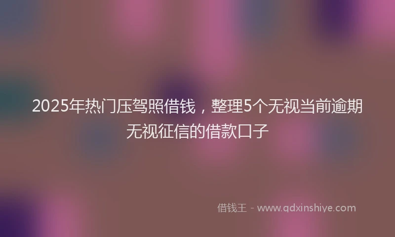2025年热门压驾照借钱，整理5个无视当前逾期无视征信的借款口子