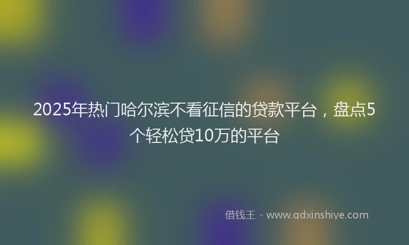 2025年热门哈尔滨不看征信的贷款平台，盘点5个轻松贷10万的平台