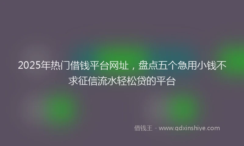 2025年热门借钱平台网址，盘点五个急用小钱不求征信流水轻松贷的平台