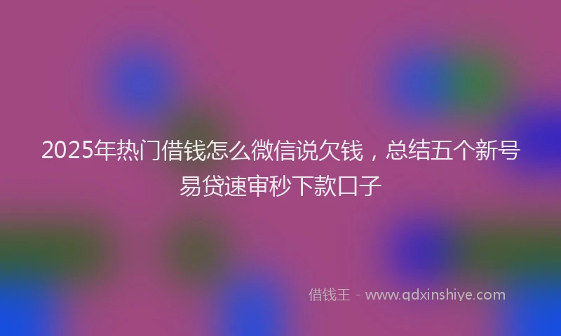2025年热门借钱怎么微信说欠钱，总结五个新号易贷速审秒下款口子