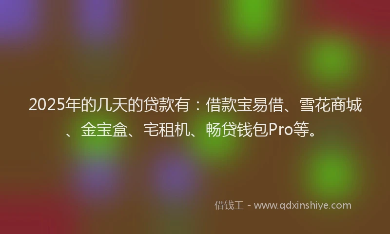 2025年的几天的贷款有：借款宝易借、雪花商城、金宝盒、宅租机、畅贷钱包Pro等。