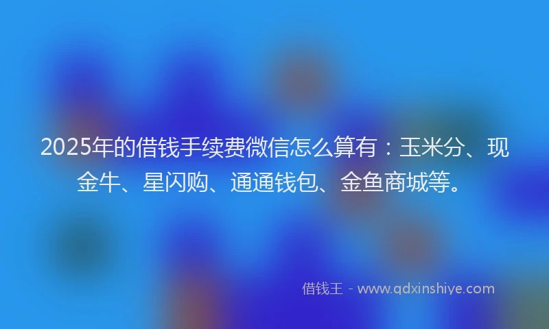 2025年的借钱手续费微信怎么算有：玉米分、现金牛、星闪购、通通钱包、金鱼商城等。