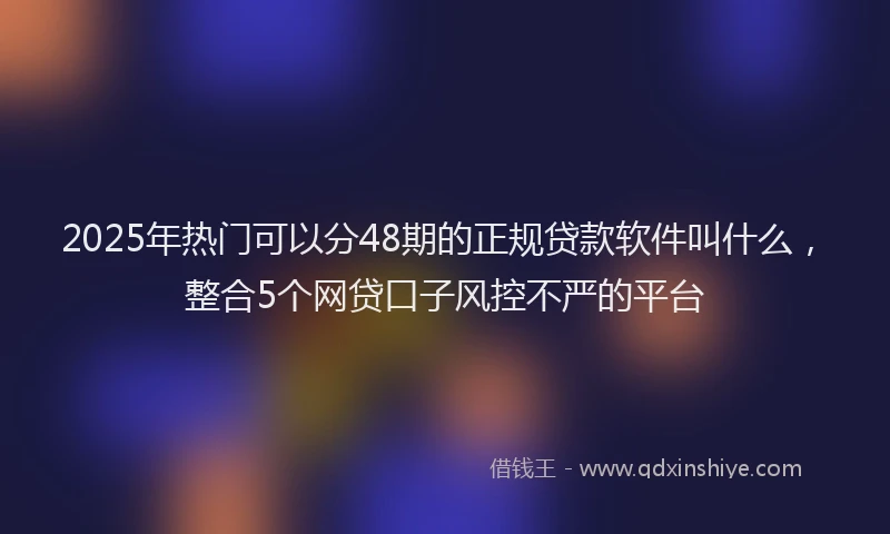 2025年热门可以分48期的正规贷款软件叫什么，整合5个网贷口子风控不严的平台