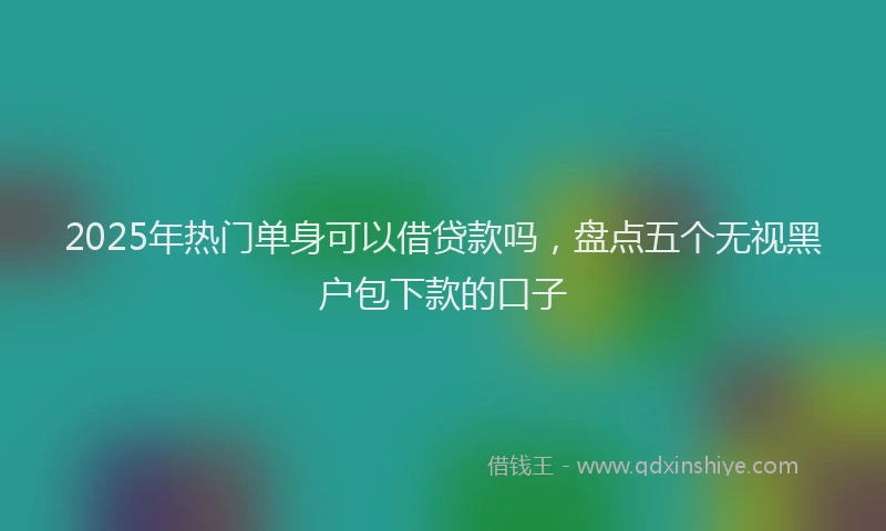 2025年热门单身可以借贷款吗，盘点五个无视黑户包下款的口子
