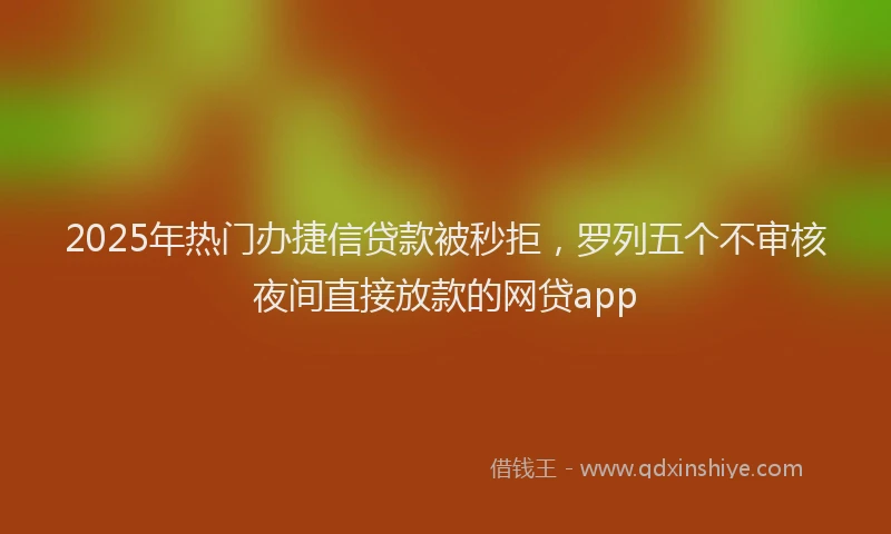 2025年热门办捷信贷款被秒拒，罗列五个不审核夜间直接放款的网贷app