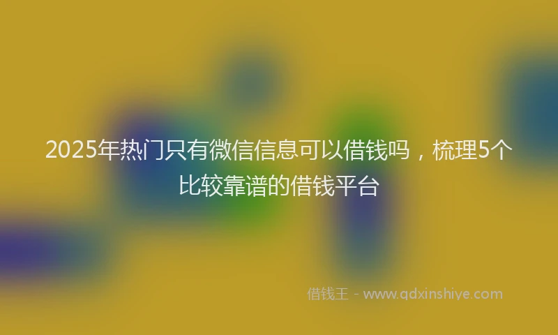 2025年热门只有微信信息可以借钱吗，梳理5个比较靠谱的借钱平台