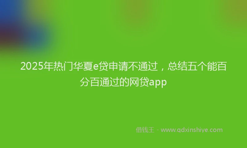 2025年热门华夏e贷申请不通过，总结五个能百分百通过的网贷app