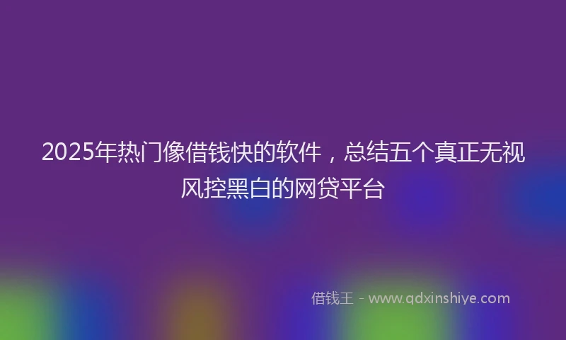 2025年热门像借钱快的软件，总结五个真正无视风控黑白的网贷平台