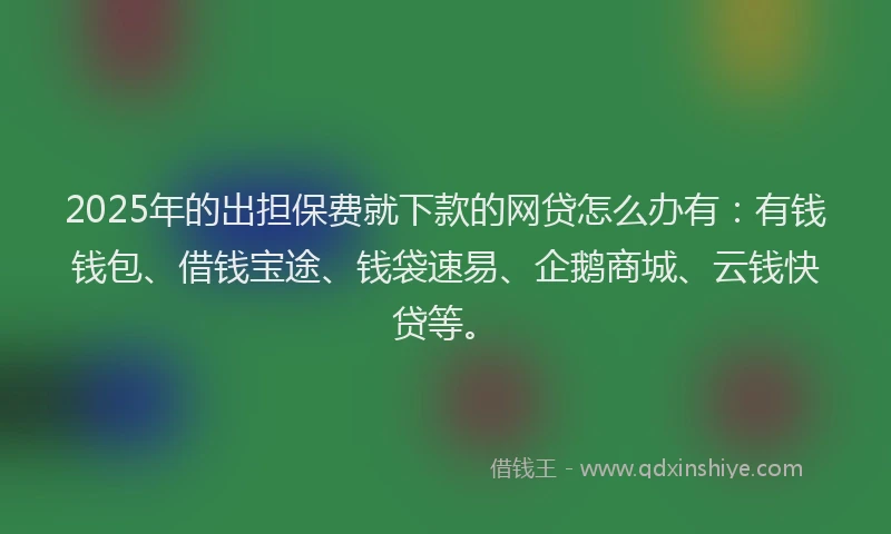 2025年的出担保费就下款的网贷怎么办有：有钱钱包、借钱宝途、钱袋速易、企鹅商城、云钱快贷等。