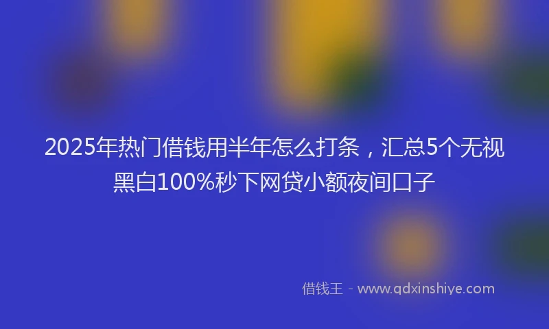 2025年热门借钱用半年怎么打条，汇总5个无视黑白100%秒下网贷小额夜间口子