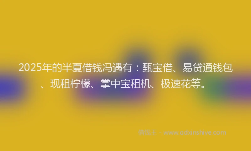 2025年的半夏借钱冯遇有：甄宝借、易贷通钱包、现租柠檬、掌中宝租机、极速花等。