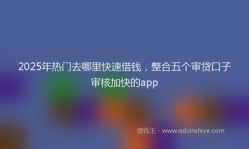 2025年热门去哪里快速借钱，整合五个审贷口子审核加快的app