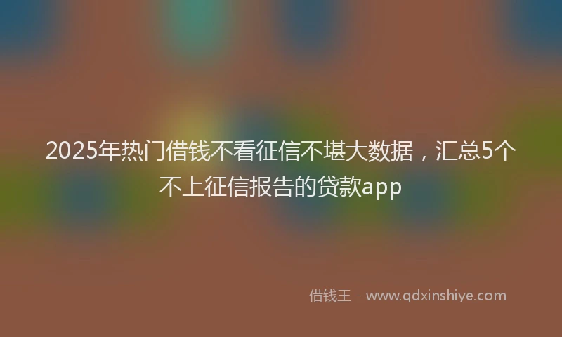 2025年热门借钱不看征信不堪大数据，汇总5个不上征信报告的贷款app