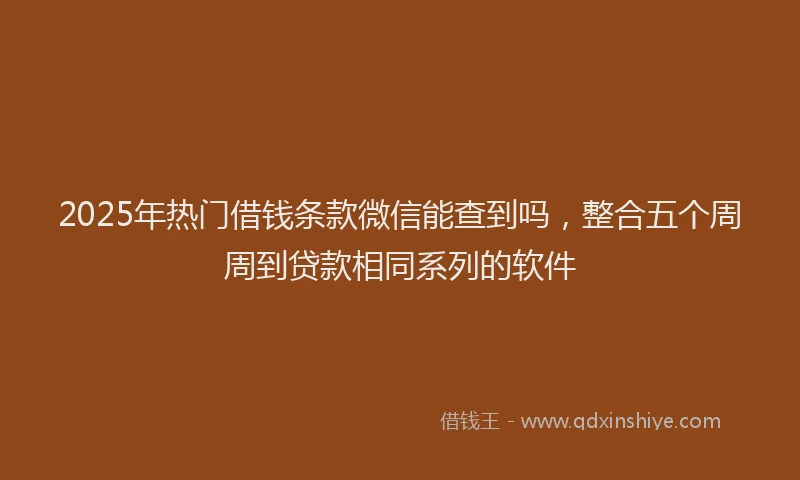 2025年热门借钱条款微信能查到吗，整合五个周周到贷款相同系列的软件