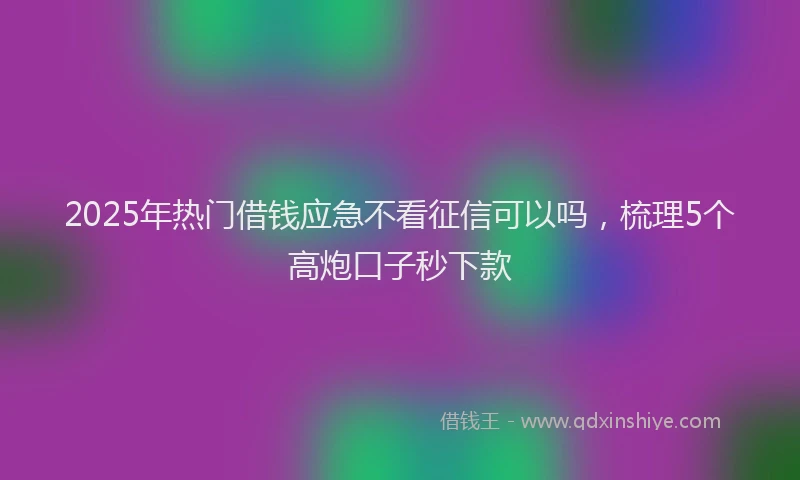 2025年热门借钱应急不看征信可以吗，梳理5个高炮口子秒下款