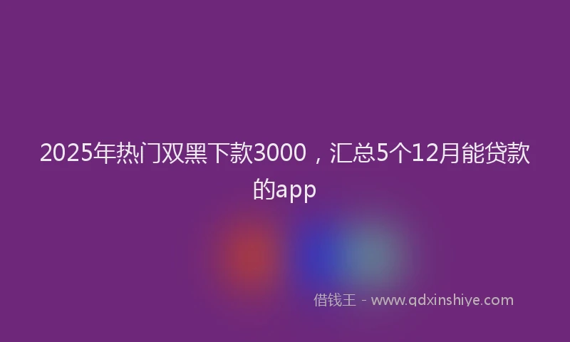 2025年热门双黑下款3000，汇总5个12月能贷款的app