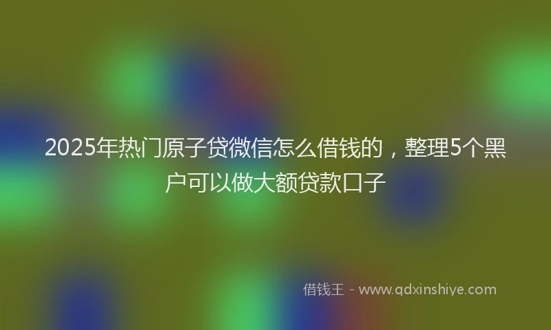 2025年热门原子贷微信怎么借钱的，整理5个黑户可以做大额贷款口子