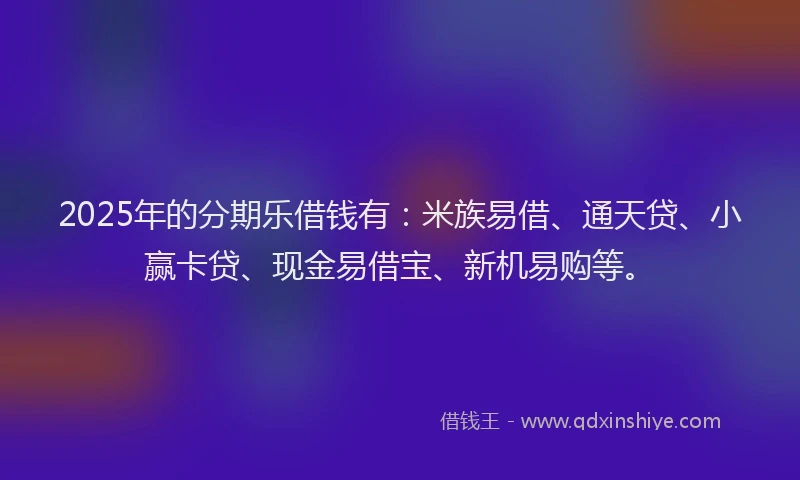2025年的分期乐借钱有：米族易借、通天贷、小赢卡贷、现金易借宝、新机易购等。