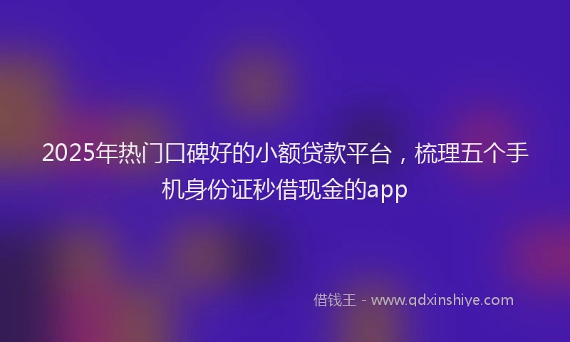 2025年热门口碑好的小额贷款平台，梳理五个手机身份证秒借现金的app