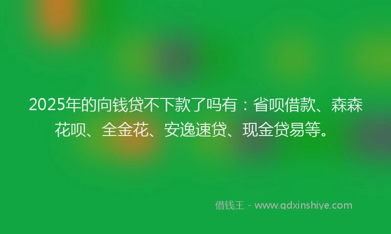 2025年的向钱贷不下款了吗有：省呗借款、森森花呗、全金花、安逸速贷、现金贷易等。