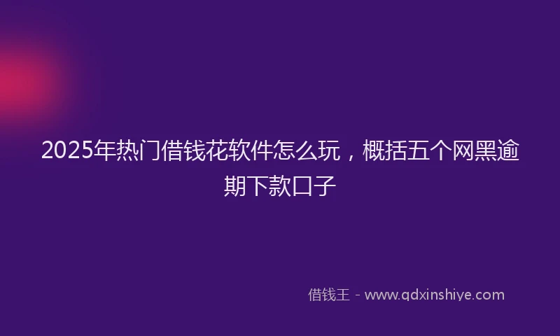 2025年热门借钱花软件怎么玩，概括五个网黑逾期下款口子
