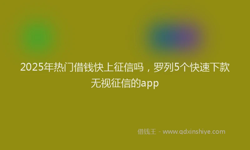 2025年热门借钱快上征信吗，罗列5个快速下款无视征信的app