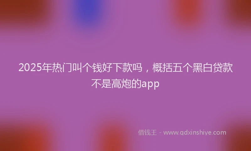2025年热门叫个钱好下款吗，概括五个黑白贷款不是高炮的app