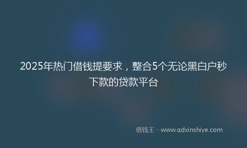 2025年热门借钱提要求，整合5个无论黑白户秒下款的贷款平台