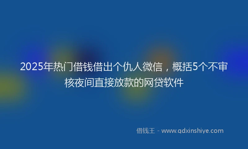 2025年热门借钱借出个仇人微信，概括5个不审核夜间直接放款的网贷软件