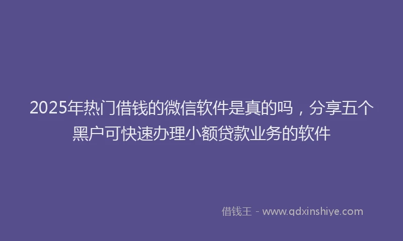 2025年热门借钱的微信软件是真的吗，分享五个黑户可快速办理小额贷款业务的软件