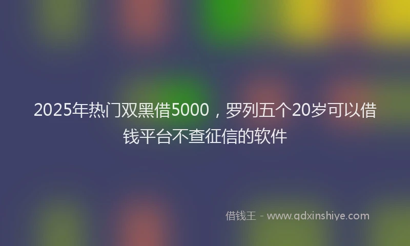 2025年热门双黑借5000，罗列五个20岁可以借钱平台不查征信的软件