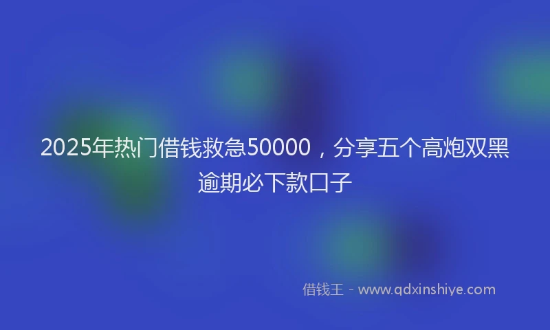 2025年热门借钱救急50000，分享五个高炮双黑逾期必下款口子