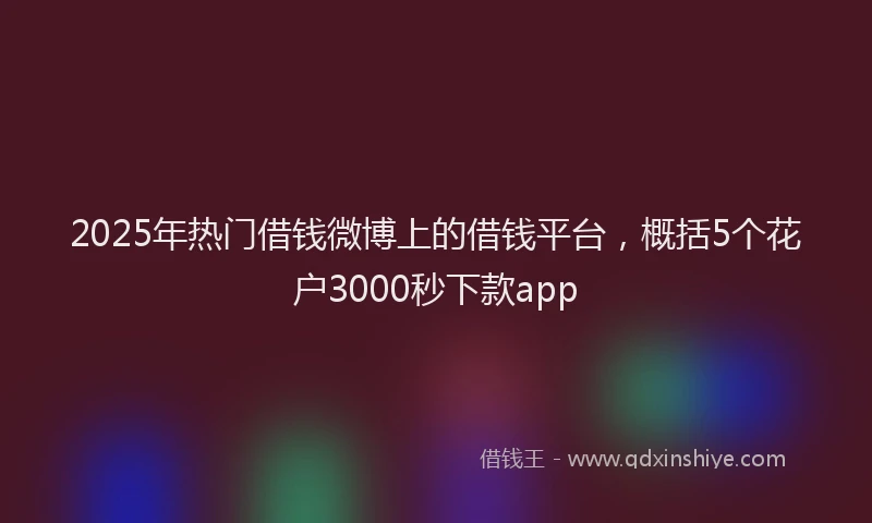 2025年热门借钱微博上的借钱平台，概括5个花户3000秒下款app