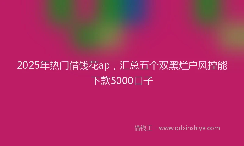 2025年热门借钱花ap，汇总五个双黑烂户风控能下款5000口子