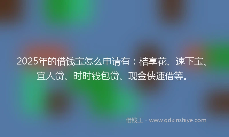 2025年的借钱宝怎么申请有：桔享花、速下宝、宜人贷、时时钱包贷、现金侠速借等。