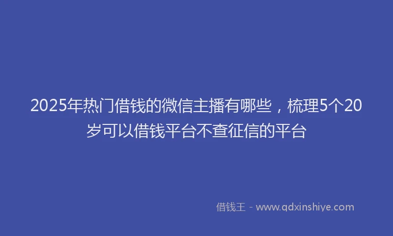2025年热门借钱的微信主播有哪些，梳理5个20岁可以借钱平台不查征信的平台