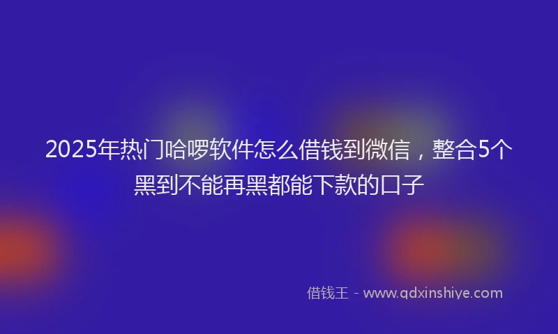 2025年热门哈啰软件怎么借钱到微信，整合5个黑到不能再黑都能下款的口子