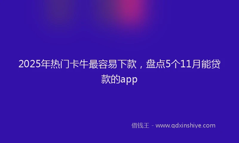 2025年热门卡牛最容易下款，盘点5个11月能贷款的app
