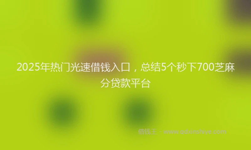 2025年热门光速借钱入口，总结5个秒下700芝麻分贷款平台