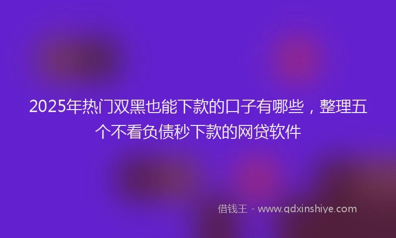 2025年热门双黑也能下款的口子有哪些，整理五个不看负债秒下款的网贷软件
