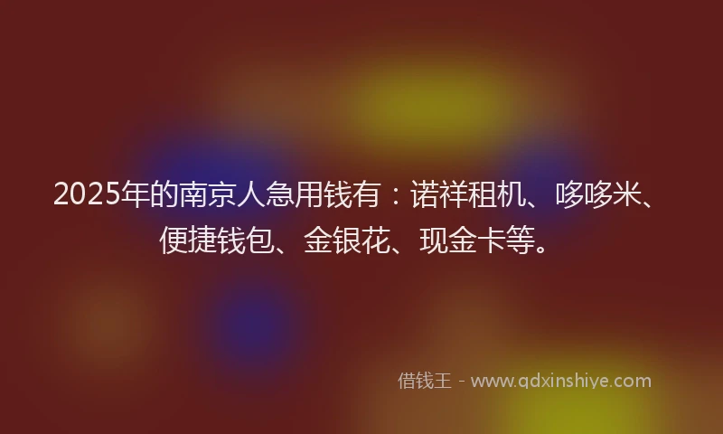2025年的南京人急用钱有：诺祥租机、哆哆米、便捷钱包、金银花、现金卡等。