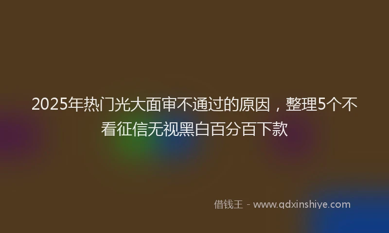 2025年热门光大面审不通过的原因，整理5个不看征信无视黑白百分百下款