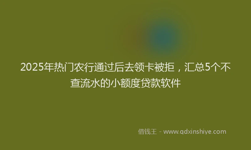 2025年热门农行通过后去领卡被拒，汇总5个不查流水的小额度贷款软件