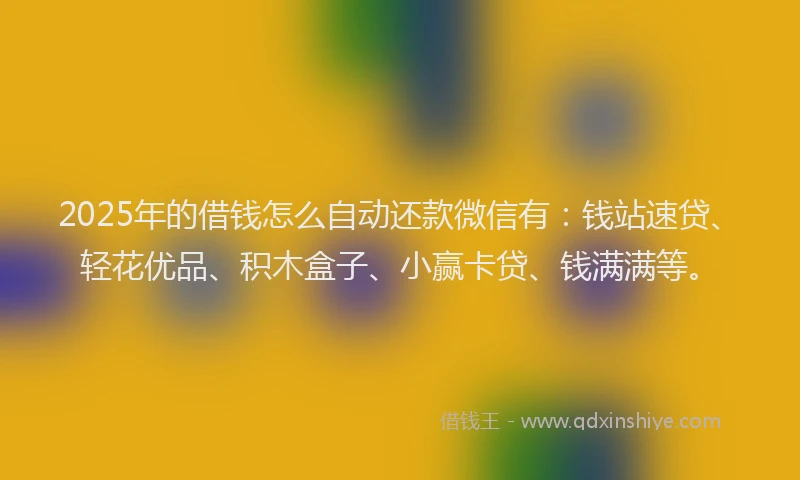 2025年的借钱怎么自动还款微信有：钱站速贷、轻花优品、积木盒子、小赢卡贷、钱满满等。