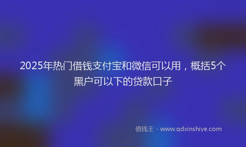 2025年热门借钱支付宝和微信可以用，概括5个黑户可以下的贷款口子