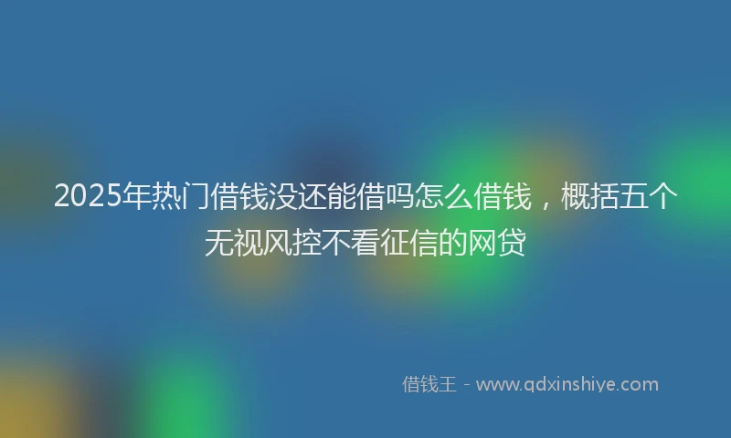 2025年热门借钱没还能借吗怎么借钱，概括五个无视风控不看征信的网贷